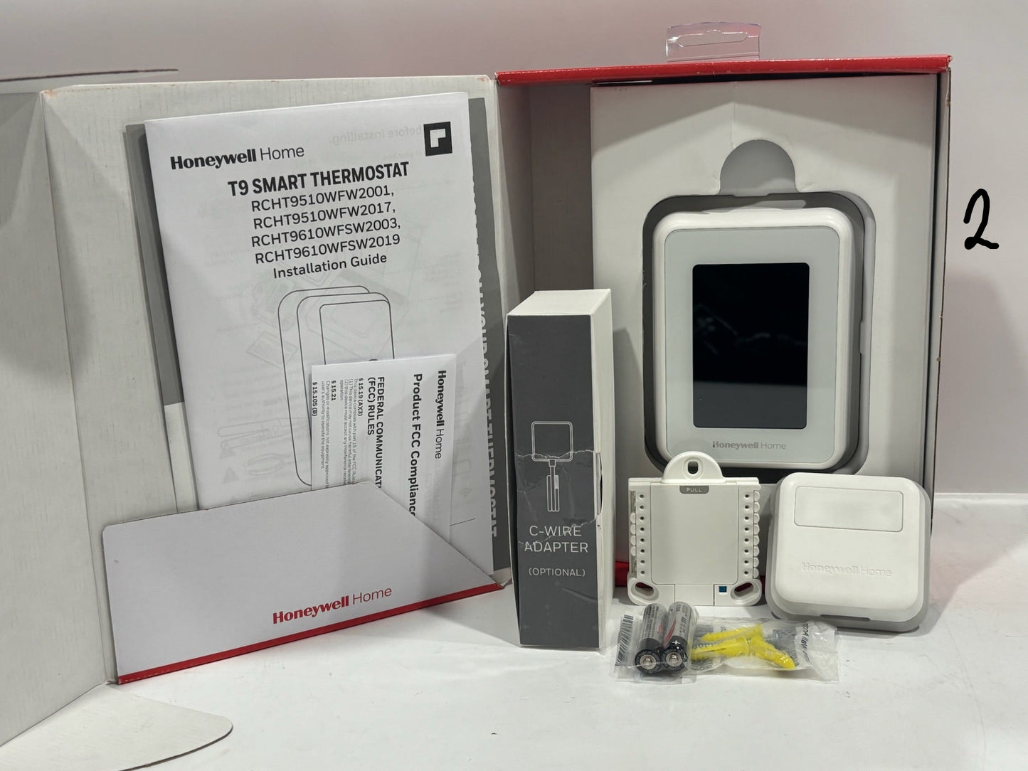 3 T9 Honeywell Smart Thermostats (1 No Sens/C-wire,2 no Sensor box,3 Used C-wire)