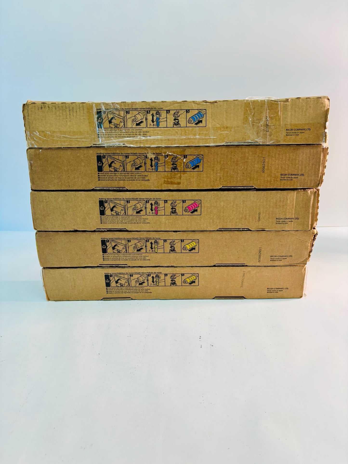 6 Genuine Ricoh IM C4500 Cyan, Magenta, Yellow Toner 842280,2281,2282 (Bad Box)