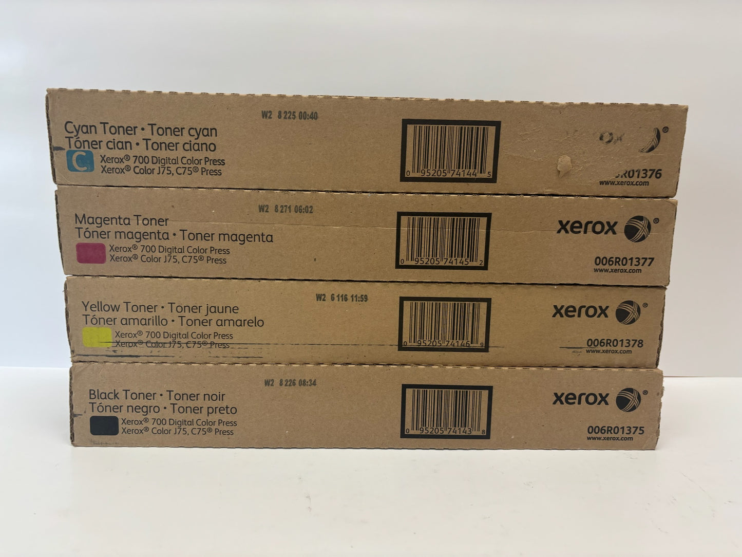 4 Genuine Xerox 700 Digital Color, Color J75, C75 Press Cyan Magenta Yellow & Black Toners