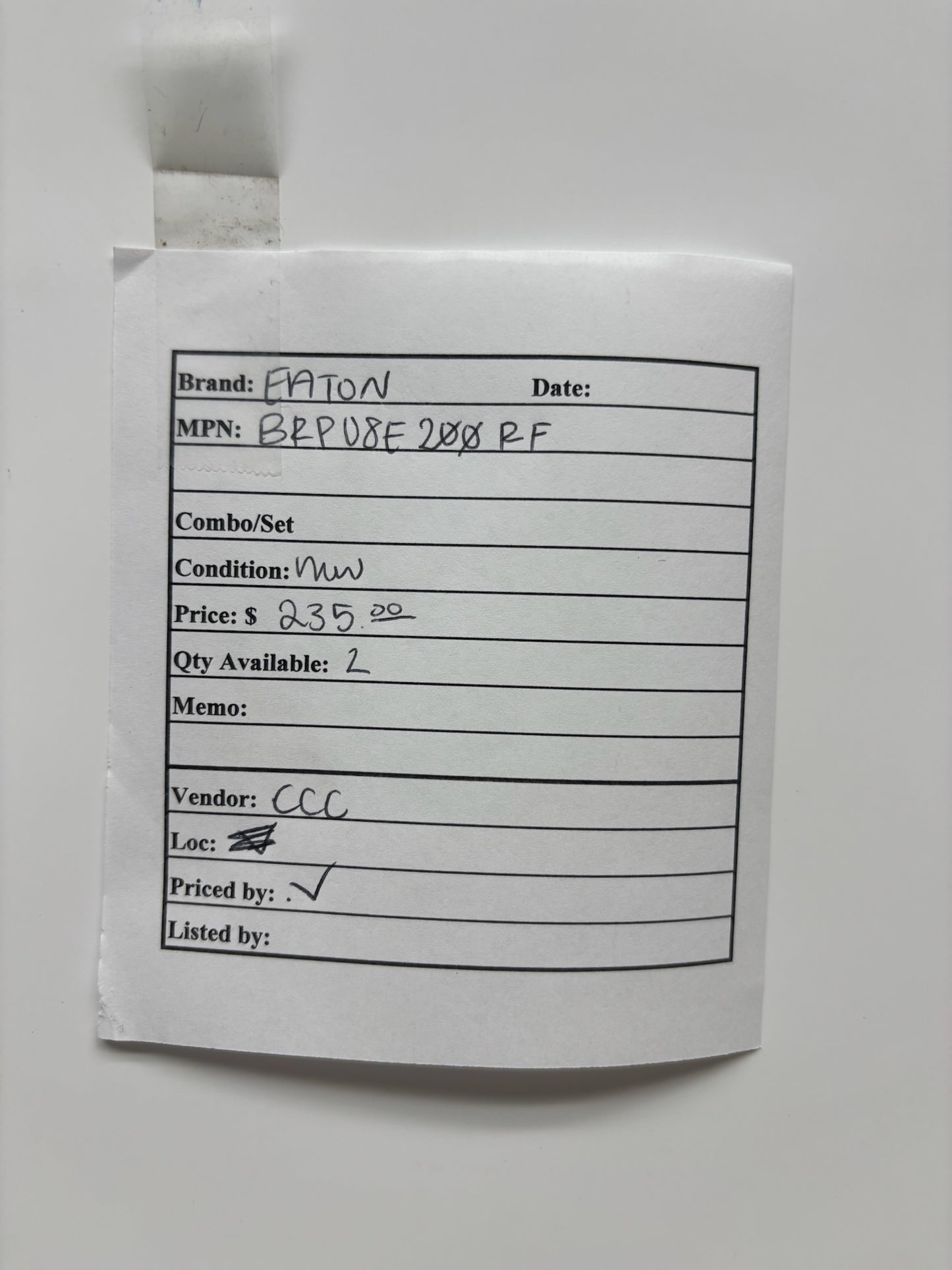 Eaton BRP08E200RF Cutler Hammer Series Plug-On Natural Design 200 AMP