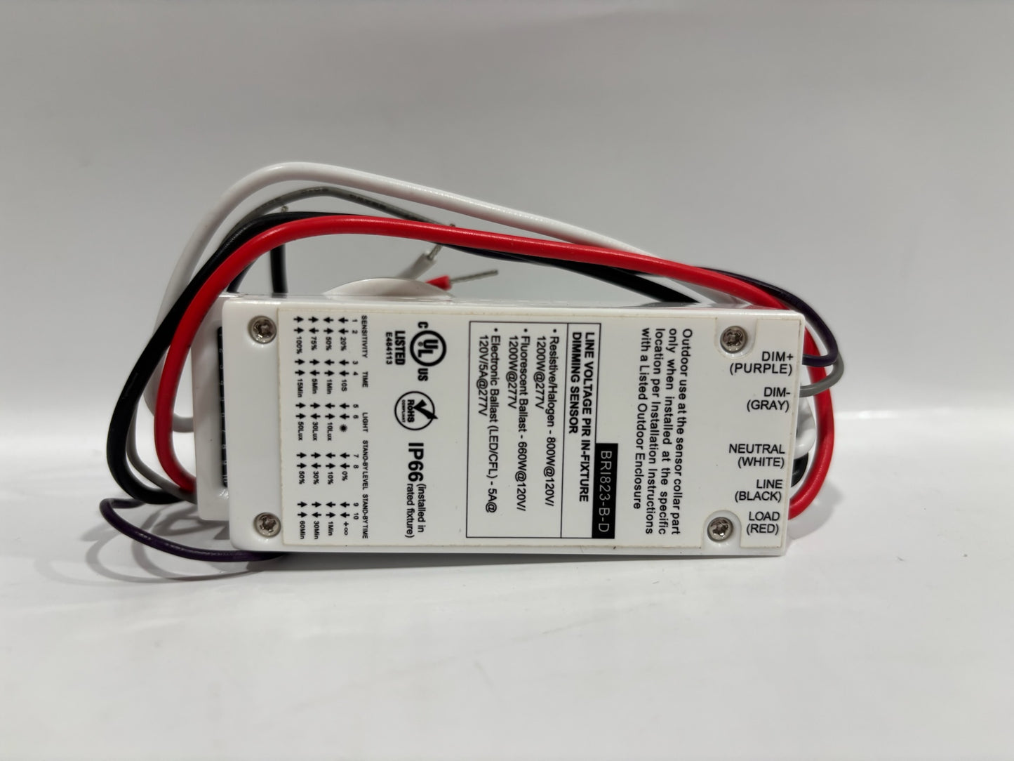 7 PK Sharkward BRI823-B-D BI-Level Dimming PIR Sensor, Indoor+Outdoor