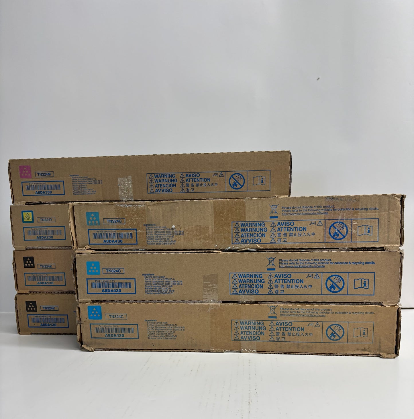 8 Cosmetic Genuine Konica Minolta Bizhub C258,C308,C368 CCCMMYKK Toners TN324