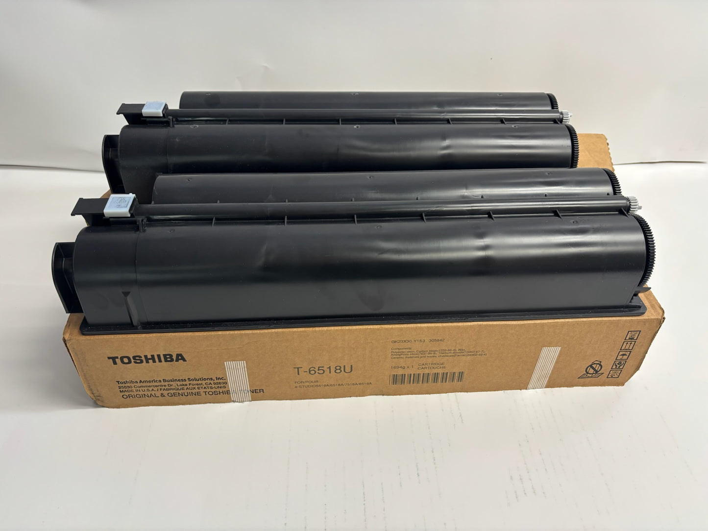 2 Open Genuine Toshiba e-STUDIO 5518A, 6518A, 7518A, 8518A Black Toners T-6518U