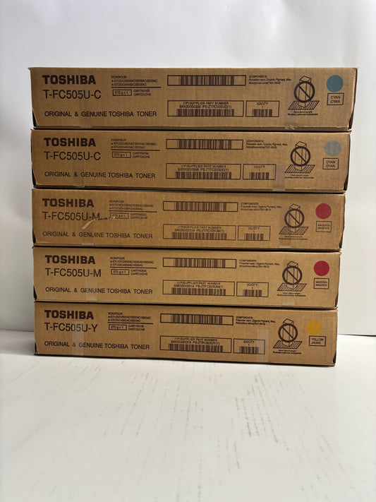 5 New Genuine Toshiba e-STUDIO 2505AC,3005AC CCMMY T-FC505U Toners (No Black)