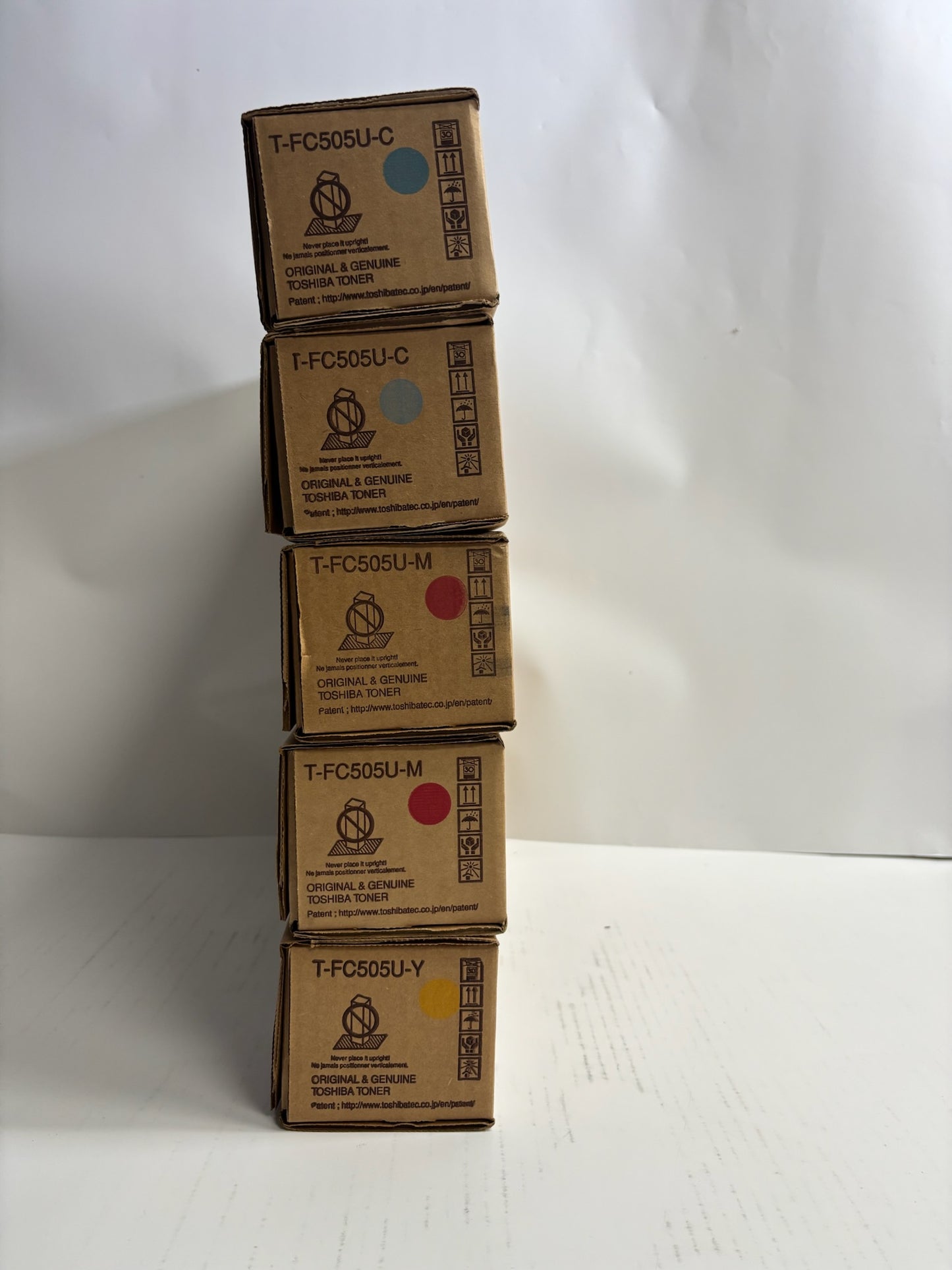 5 New Genuine Toshiba e-STUDIO 2505AC,3005AC CCMMY T-FC505U Toners (No Black)