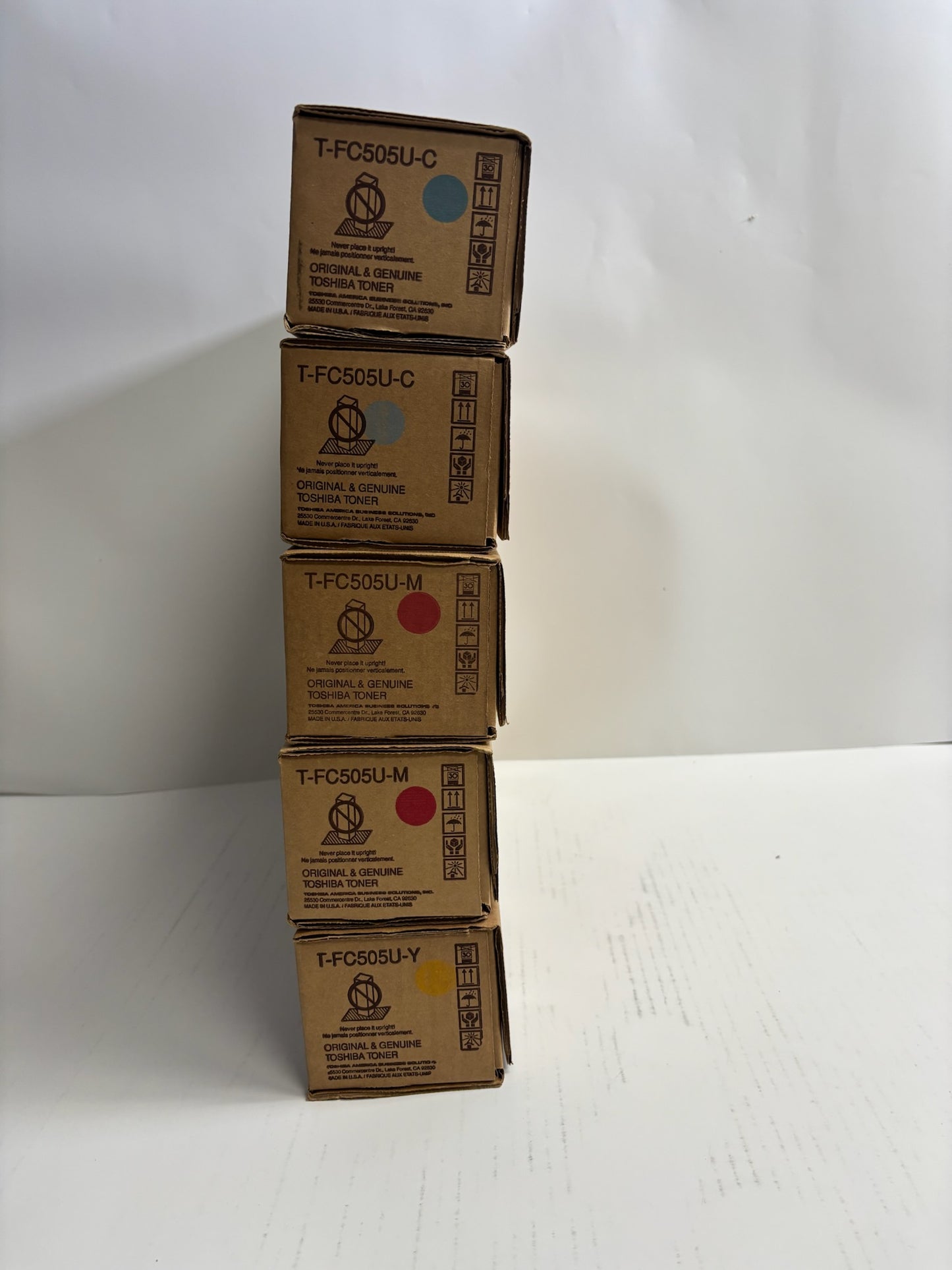 5 New Genuine Toshiba e-STUDIO 2505AC,3005AC CCMMY T-FC505U Toners (No Black)