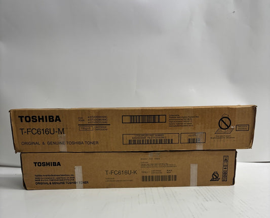 2 Genuine Toshiba e-STUDIO 5516AC,6516AC,7516AC MK Toners T-FC616U-M, T-FC616U-K