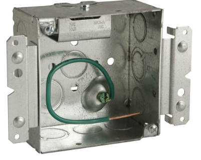 25 Pck Hubbell Raco 232MS 4" Sq Box 2-1/8 In, Stab-It BX/MC Cable Clamp, GND Pigtail