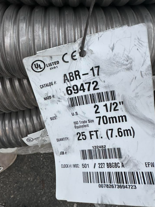 Electri-Flex 2 1/2" ABR-17 (69472) Aluminum Flexible Conduit 25 Ft. (7.6m)