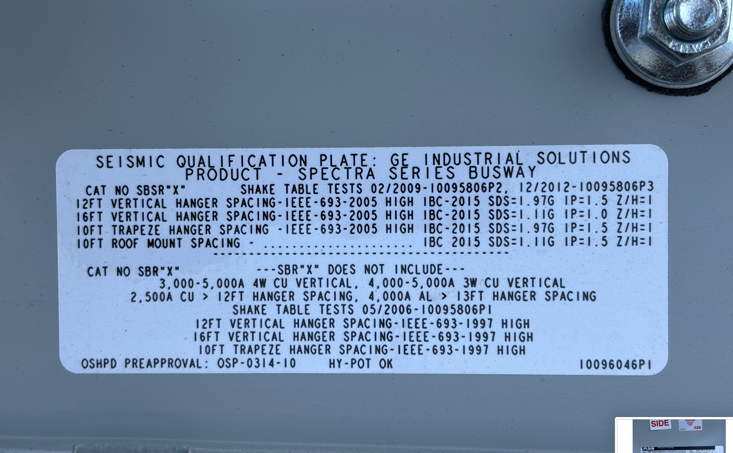 ABB ReliaGear Busway 3000 AMPS 600VOLTS PH3 W4 Bus Duct