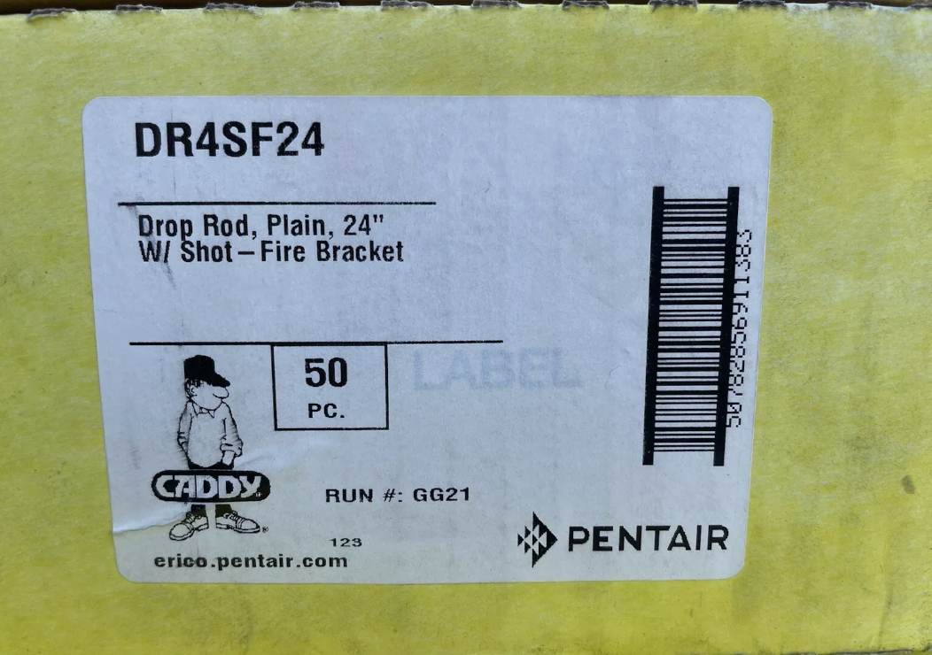 50 PK Nvent Caddy (DR4SF24) Drop Smooth Rod with Shot-Fire Bracket, 24", 0.215"