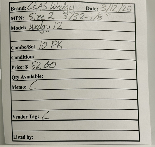 10 PK CEAS Wedgy (Size 2 3/32-1/8") Wire Rope Cable Drop Hanging Fastener Connector