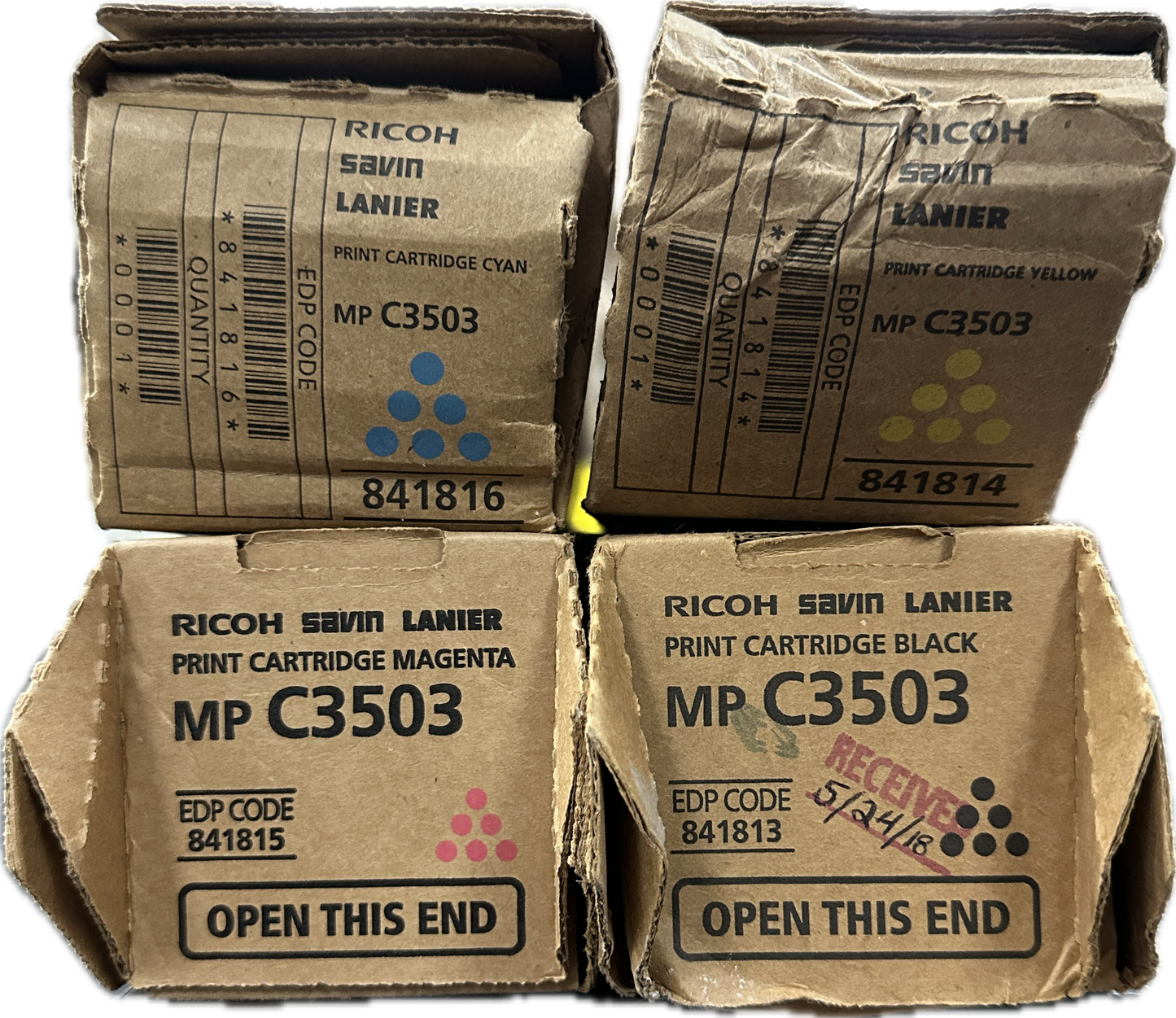 4 OEM Ricoh MPC3503,C3003,C3504 CMYK Toners 841813, 841814, 841815, 841816