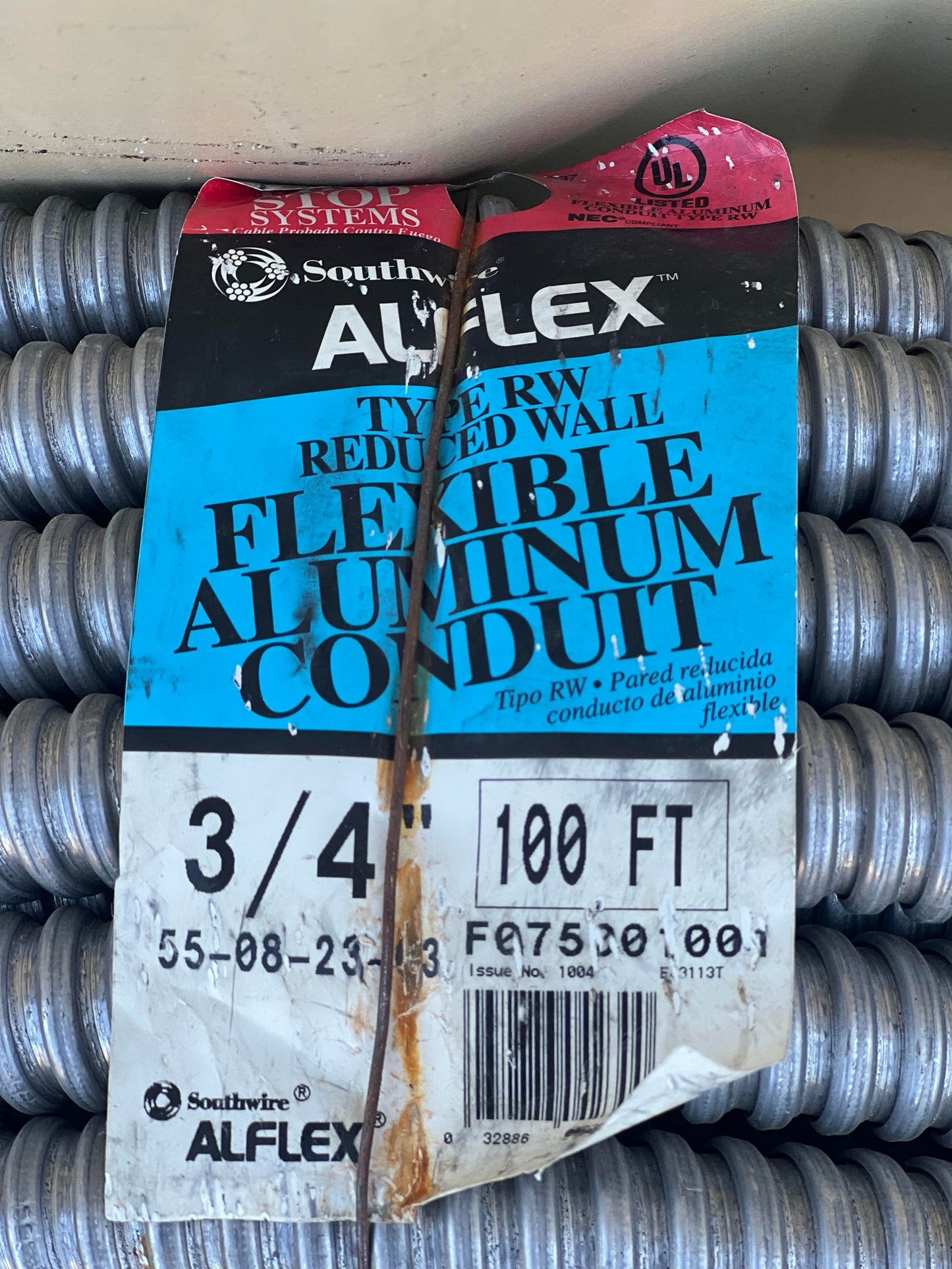 100 FT Southwire Alflex 3/4" Aluminum Alloy Strip High Strength Flexible Metal Conduit
