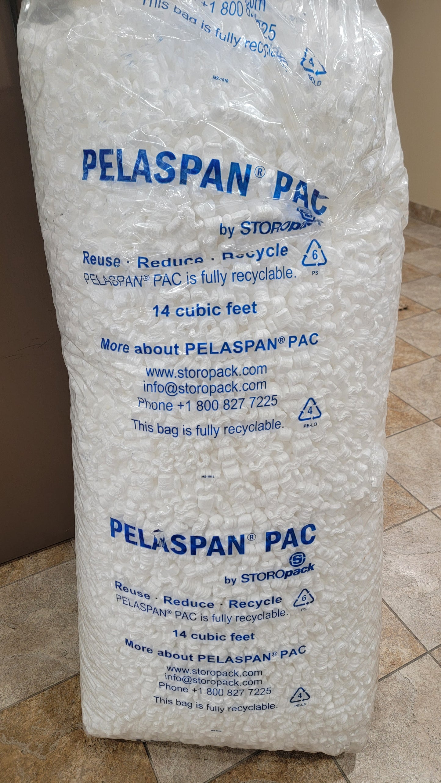 2 Pack Bags of Pelaspan Packing Peanuts 14 CU FT per bag, White