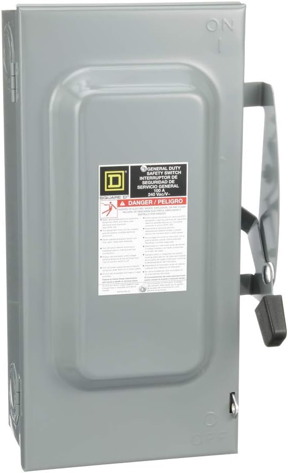 Square D DU323 General Duty Safety Switch, Non-Fusible, 100A, 3 Wire, 3-Poles