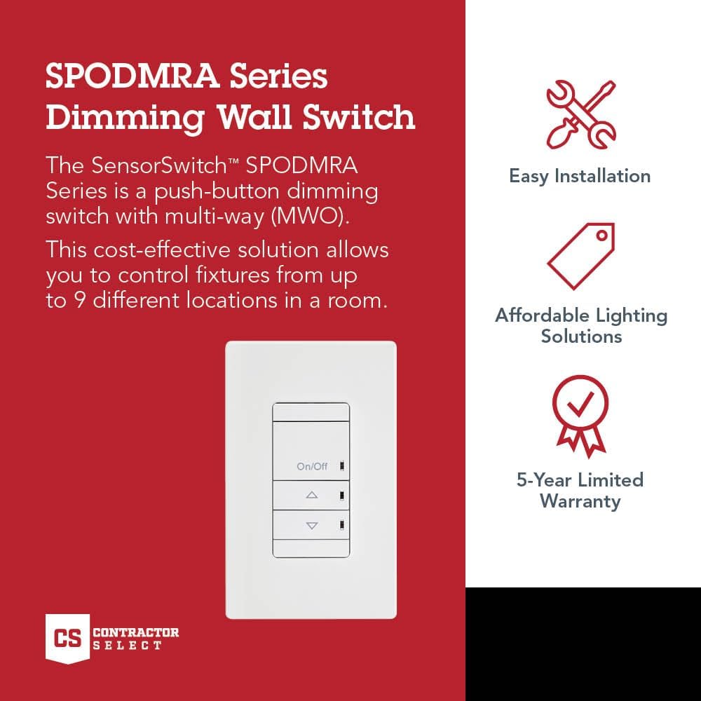 Acuity SPODMRA-MWO-WH Aesthetic Dimming Switch-Pod, Multi-Way Option, Dimming