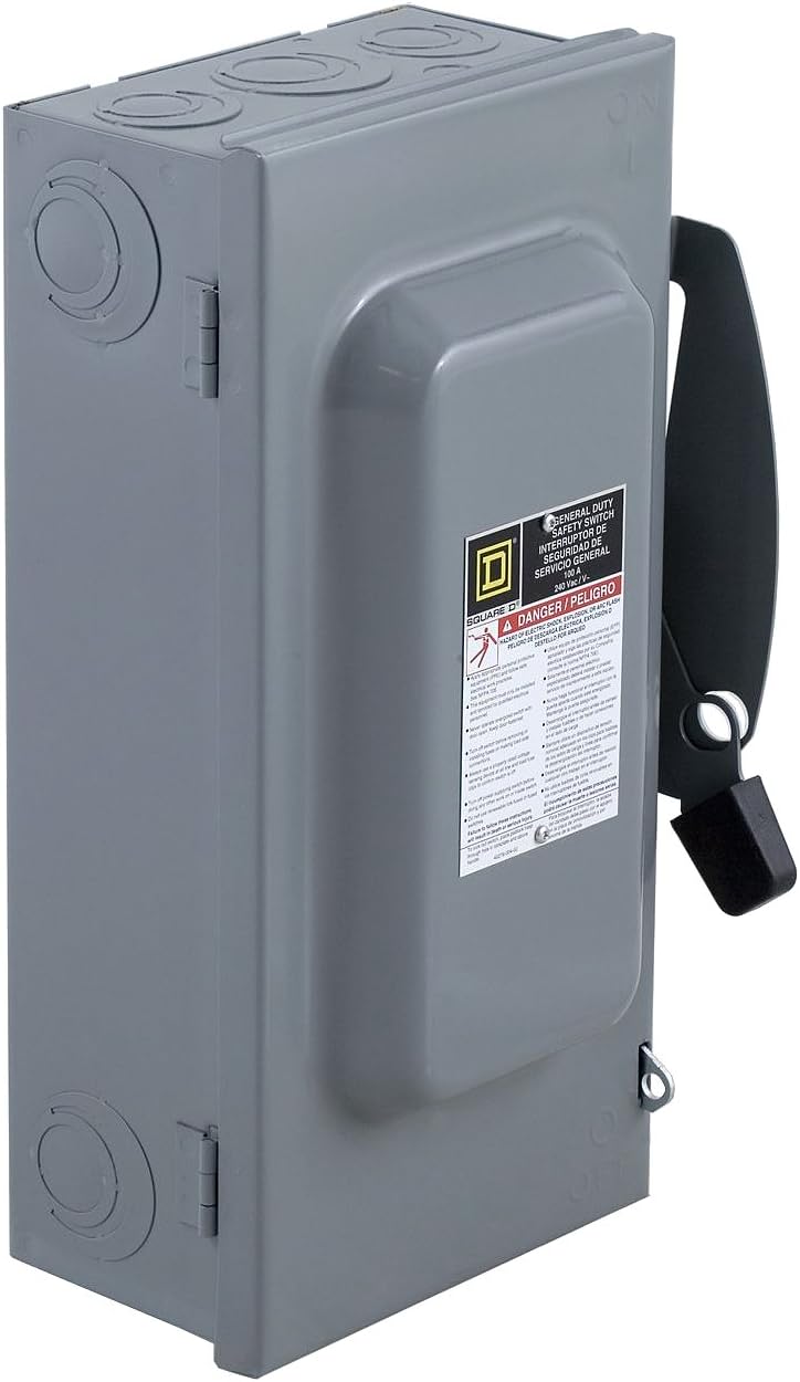 Square D DU323 General Duty Safety Switch, Non-Fusible, 100A, 3 Wire, 3-Poles