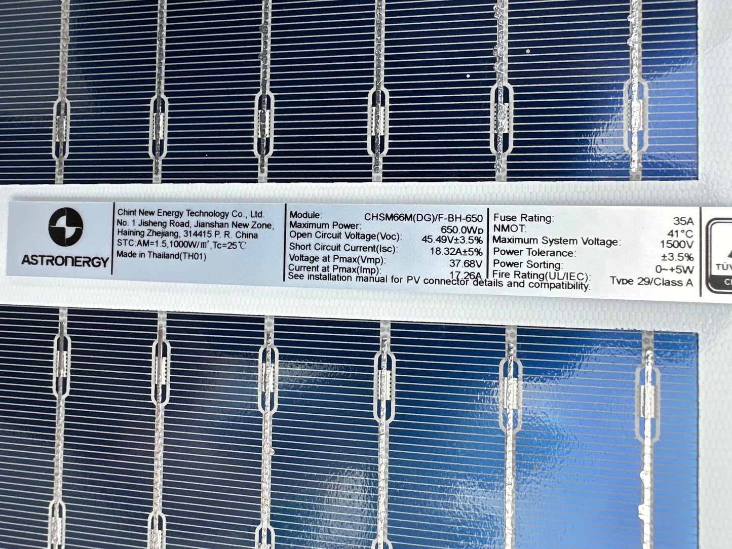 28 Pack Astronergy 650 Watts Bifacial Mono PERC Solar Panel 1500V CHSM66M(DG)