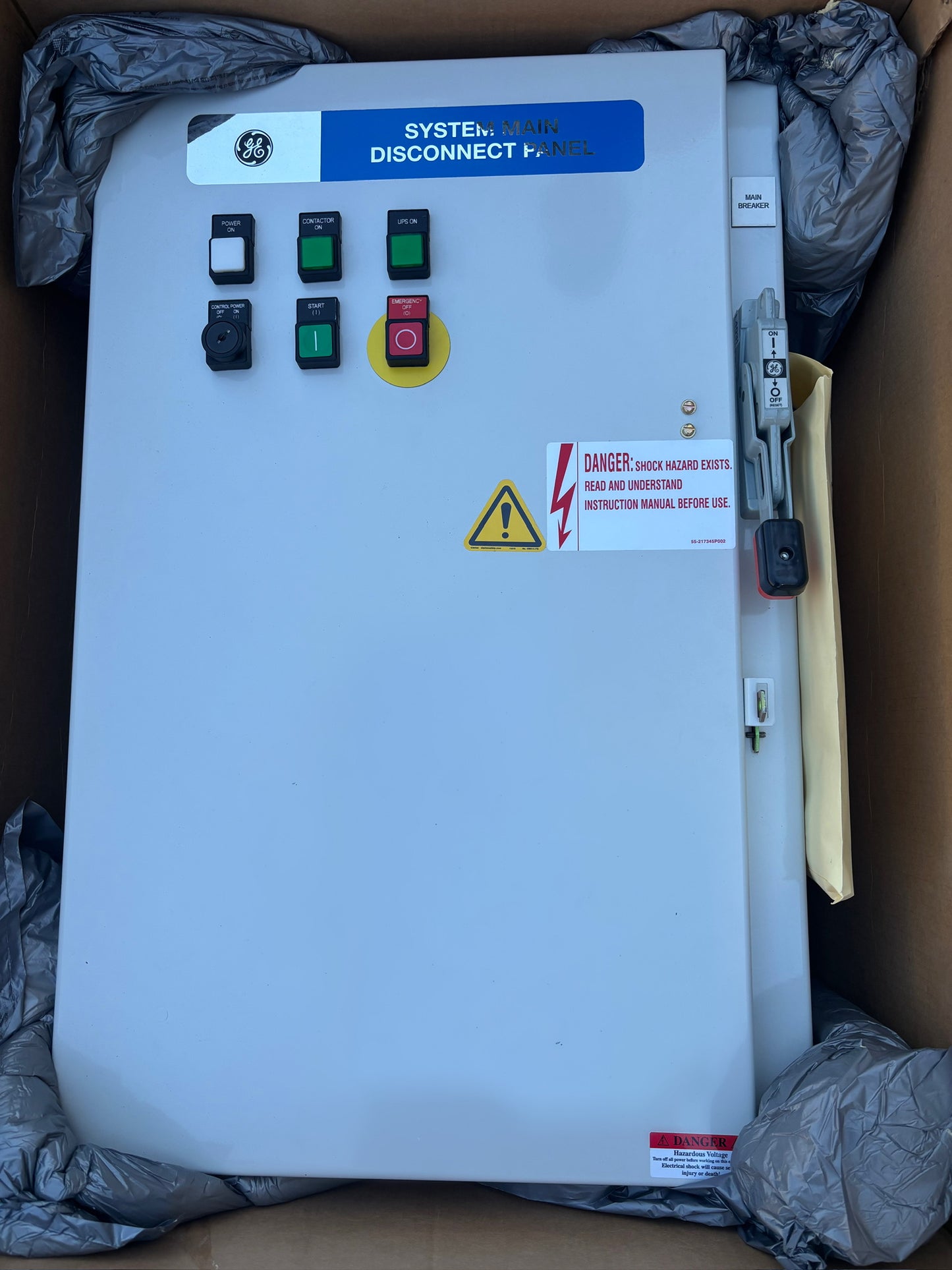 GE CR243B10457 Type 1 Systems Main Disconnect Control Panel 480V 3PH - 90A