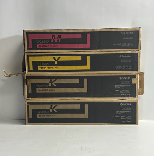 4 OEM Kyocera TASKalfa 3050ci,3051ci MYKK Toners TK-8307MK,TK-8309Y (No Cyan)