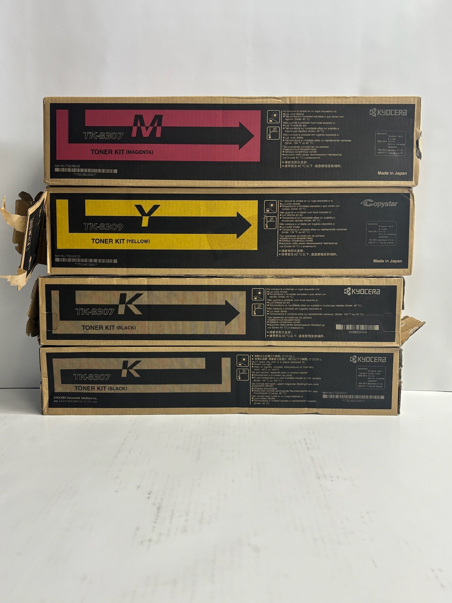 4 OEM Kyocera TASKalfa 3050ci,3051ci MYKK Toners TK-8307MK,TK-8309Y (No Cyan)