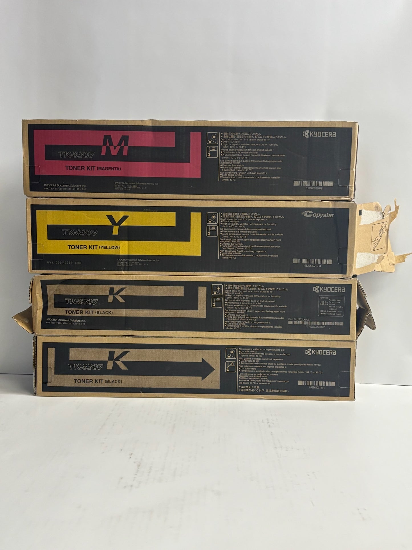 4 OEM Kyocera TASKalfa 3050ci,3051ci MYKK Toners TK-8307MK,TK-8309Y (No Cyan)