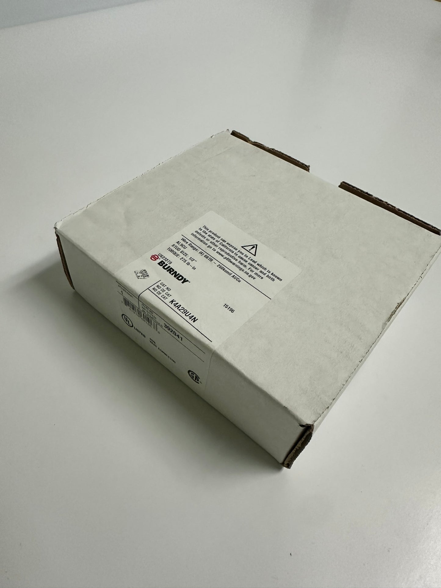 Burndy (K4A429U4N) Universal Terminal, 4 Conductor, 4-Hole, 6 AWG