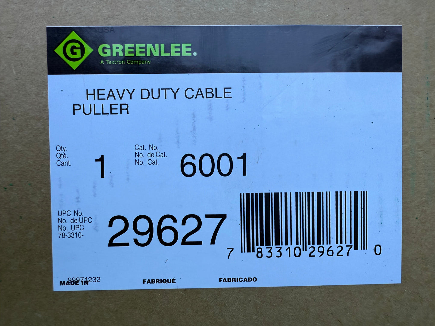 Greenlee 6003 High Capacity Heavy Duty Versatile Mounting system Cable Puller