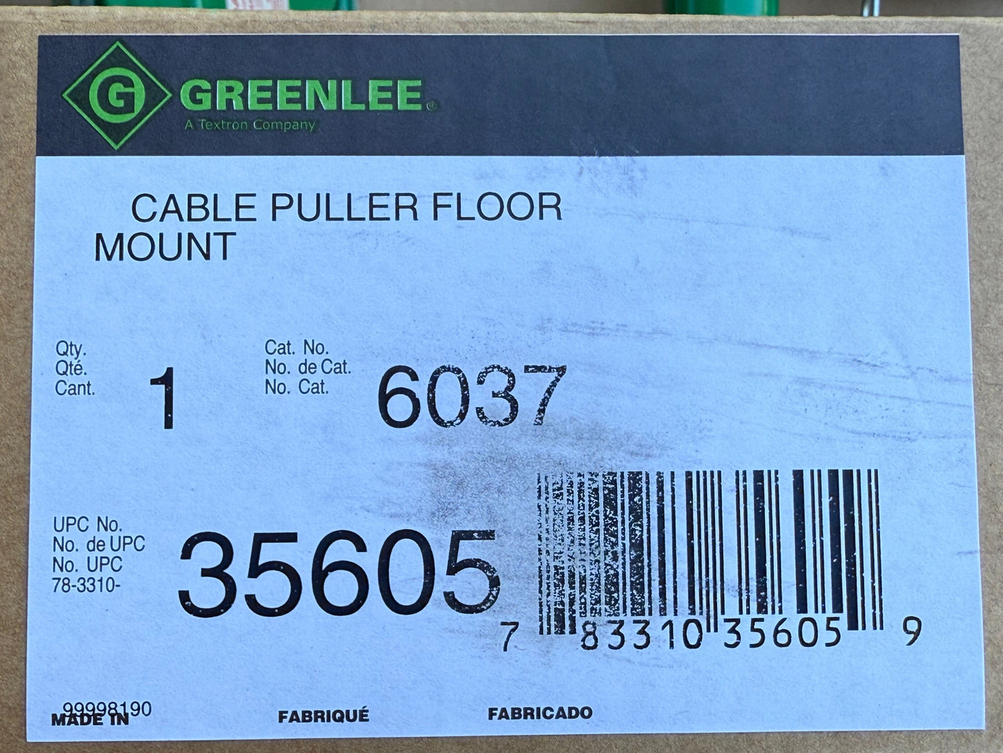Greenlee 6003 High Capacity Heavy Duty Versatile Mounting system Cable Puller