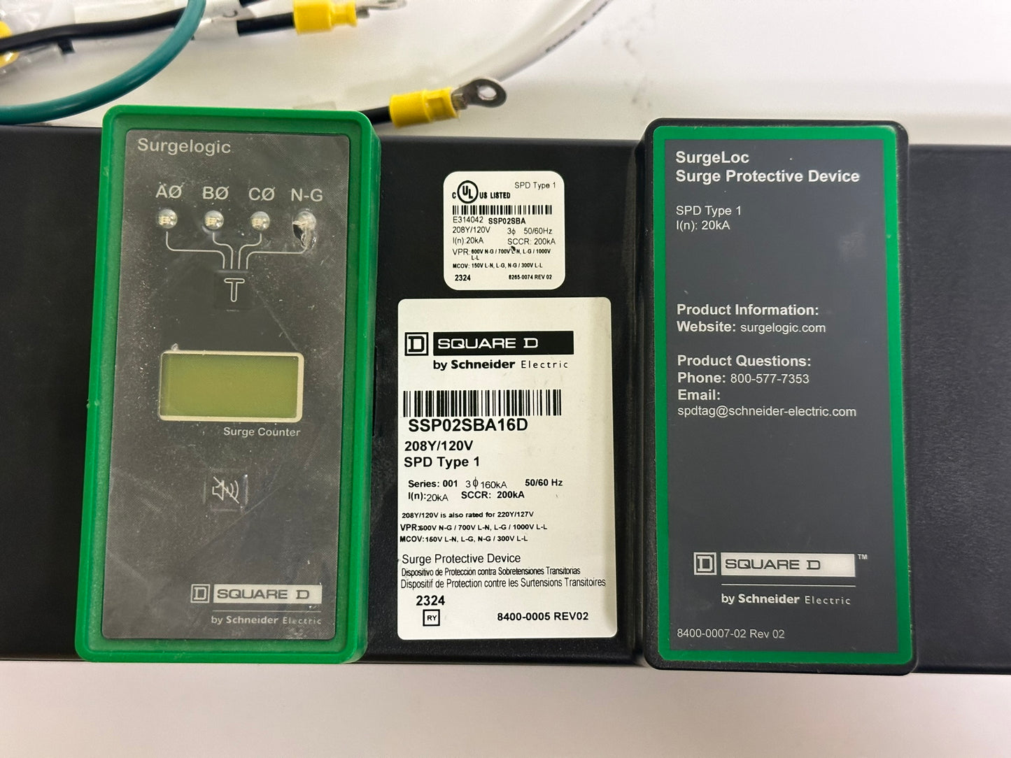 Damaged Square D (SSP02SBA16D) Surge Protection Device, SPD Type 1