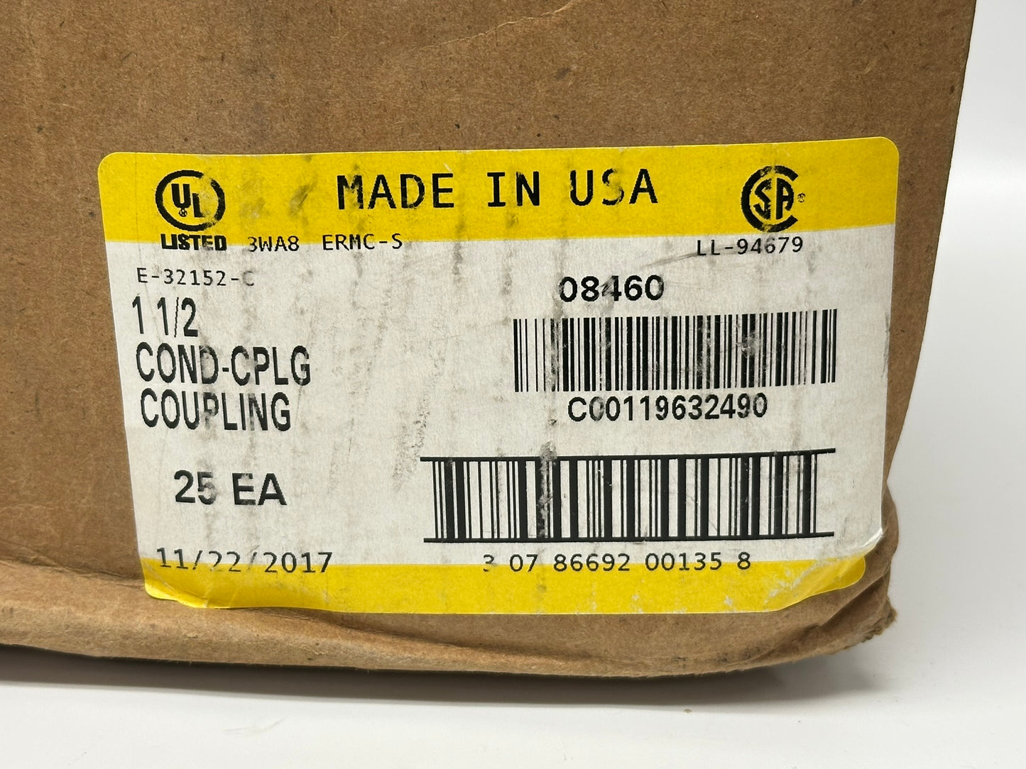 50 PK Wheatland 1-1/2" Rigid Conduit Coupling – Steel, Threaded