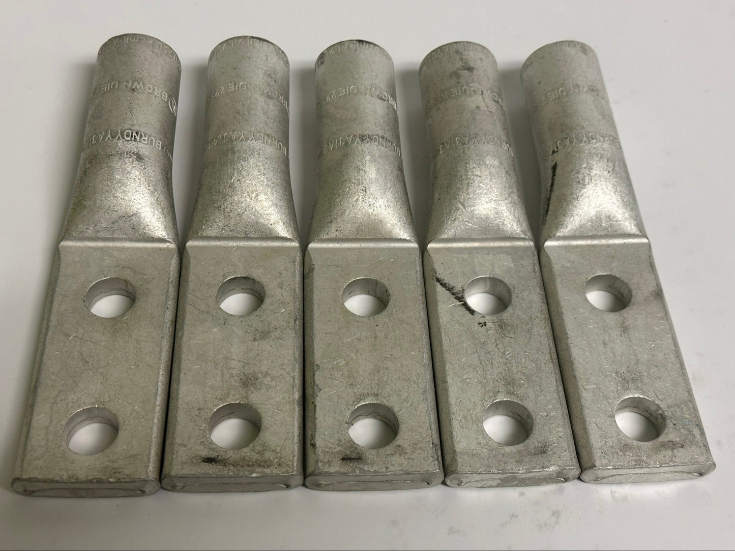 5 PK Burndy (YA31A3) 350Mcm Aluminum/Copper 2-Hole Lug, 1.85 Inch Barrel
