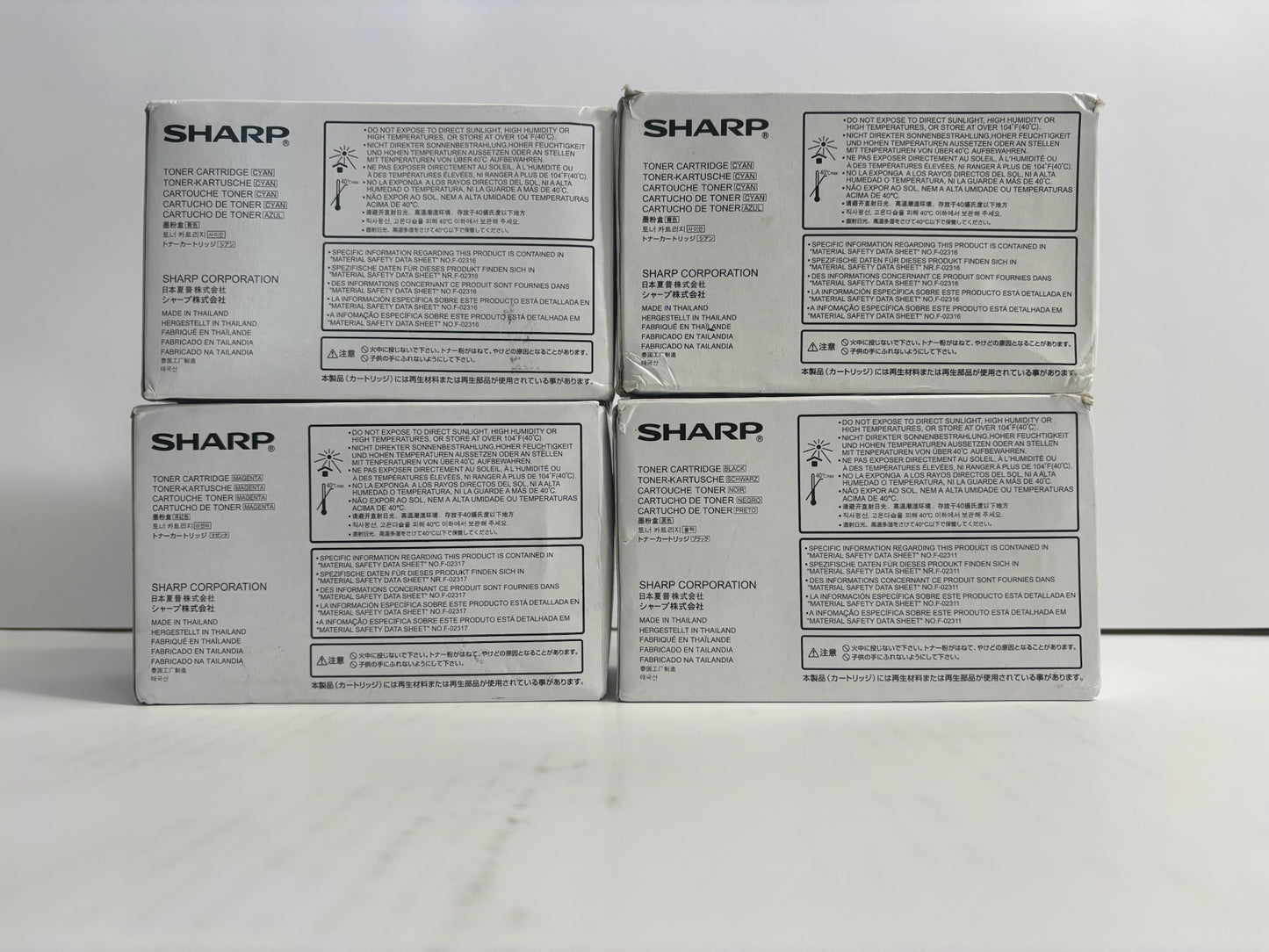 4 Genuine Sharp MX-C250,C300P,C300W CCMK Toners MX-C30NT (No Yellow)