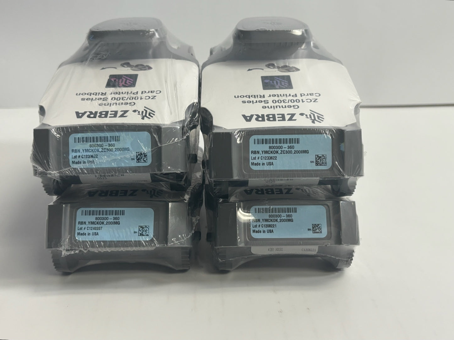 4 New Genuine Zebra ZC100/ZC300 Series Card Printer Ribbon 800300-360