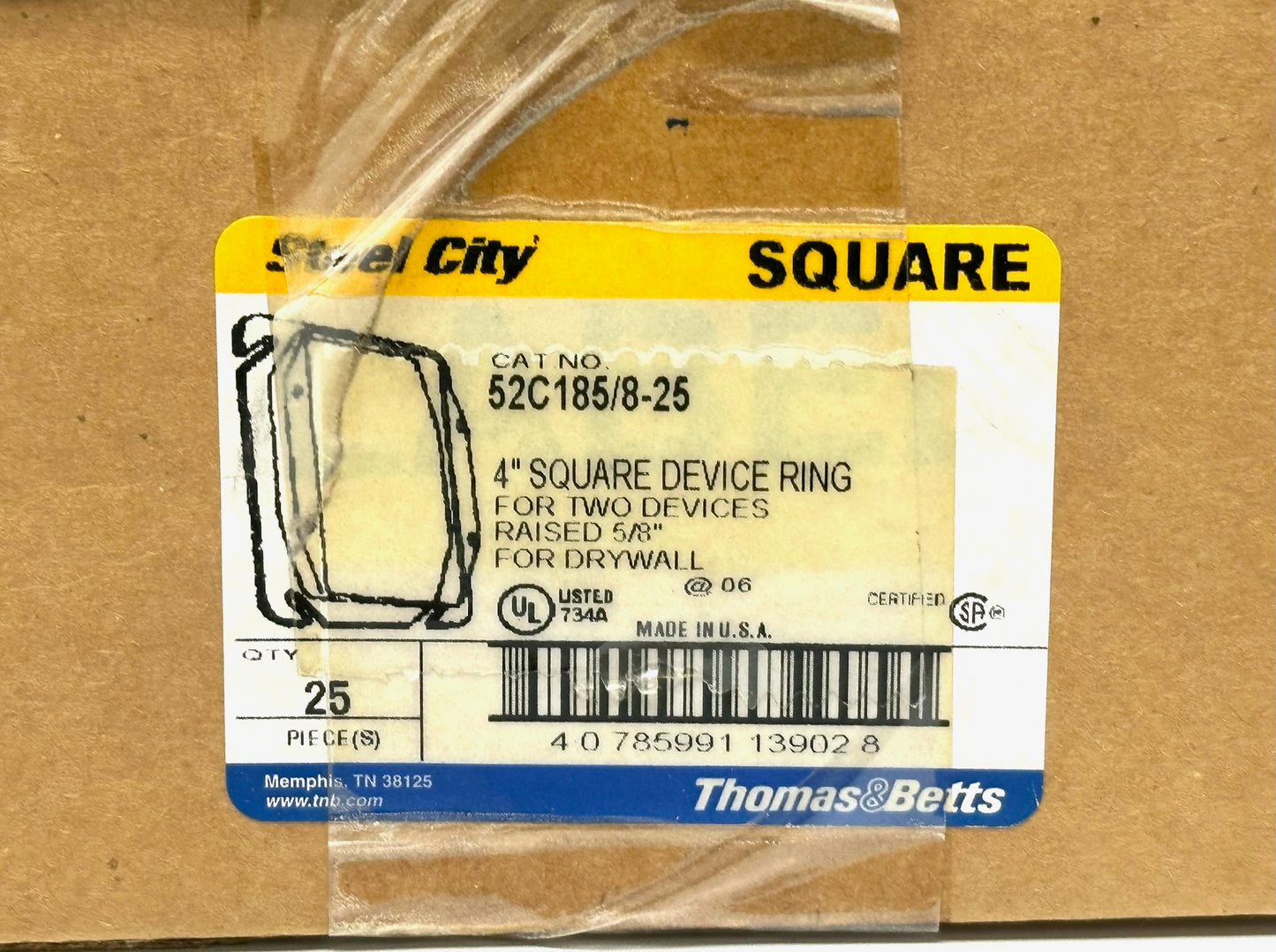 75 PK Steel City 52C18‑5/8 2‑Gang 4" Square Cover, 5/8" Raised