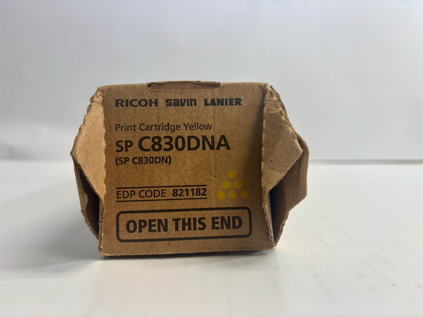 New OEM Ricoh SP C831DN, SP C830DNA Yellow Print Cartridge 821182, Same Day Ship