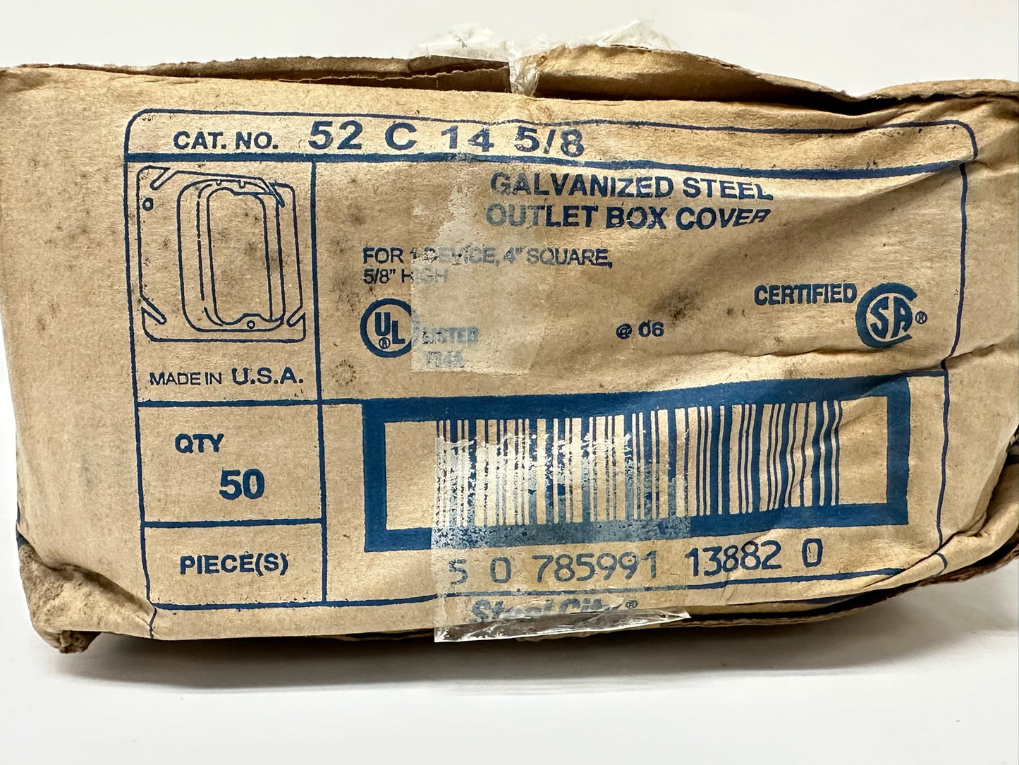100 PK Steel City 52C1458 4″ Square 1‑Gang Device Cover, 5⁄8″ Raised