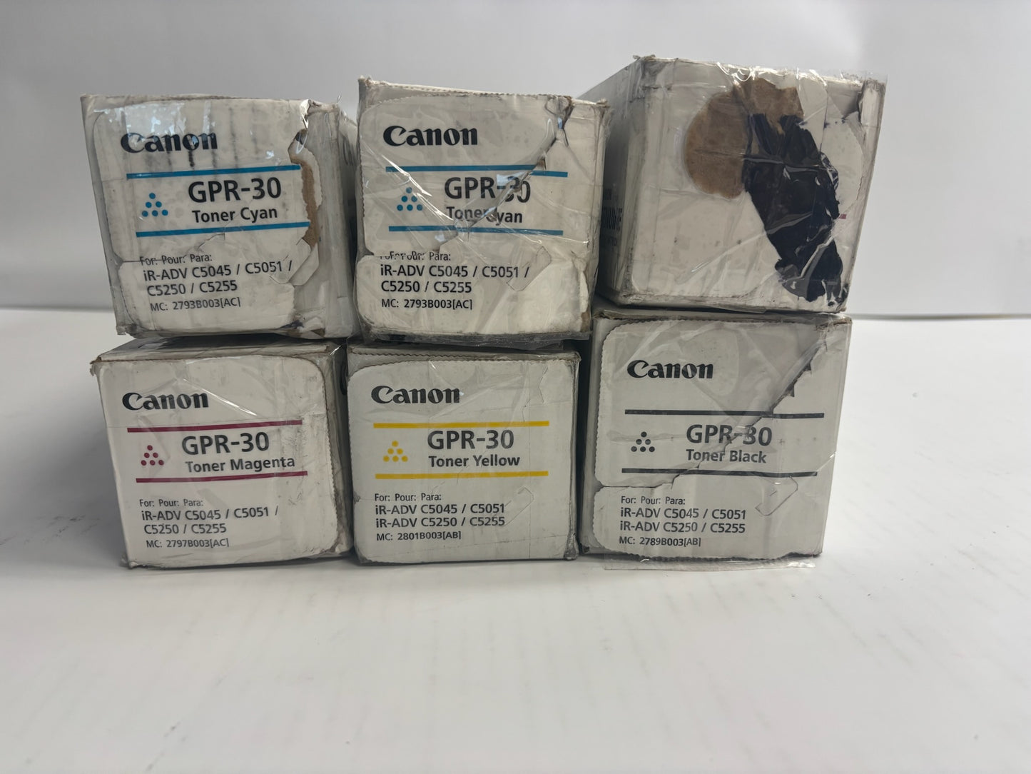 6 Open Genuine Canon iR ADVANCE C5045,C5051,C5250 CCMMYK Toners GPR-30, GPR30