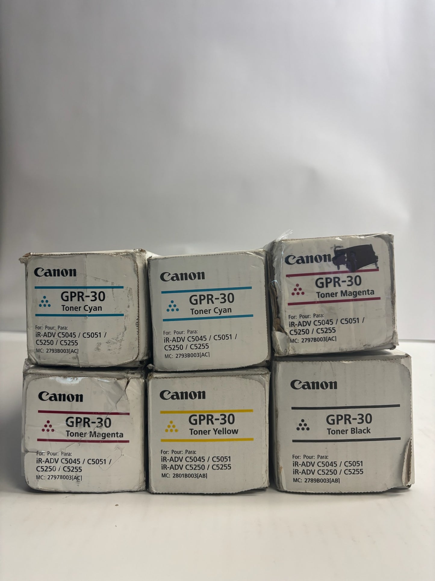 6 Open Genuine Canon iR ADVANCE C5045,C5051,C5250 CCMMYK Toners GPR-30, GPR30