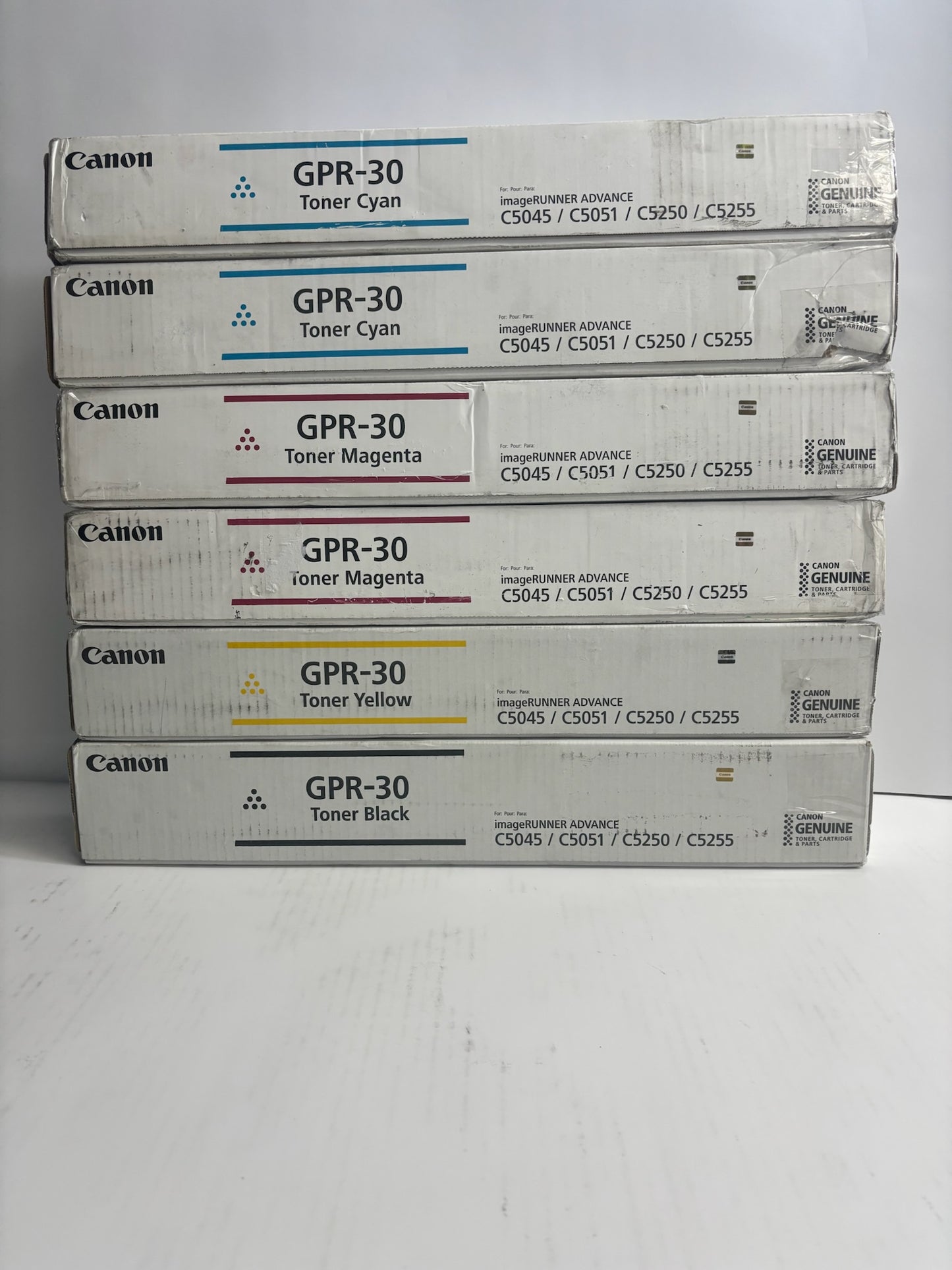 6 Open Genuine Canon iR ADVANCE C5045,C5051,C5250 CCMMYK Toners GPR-30, GPR30