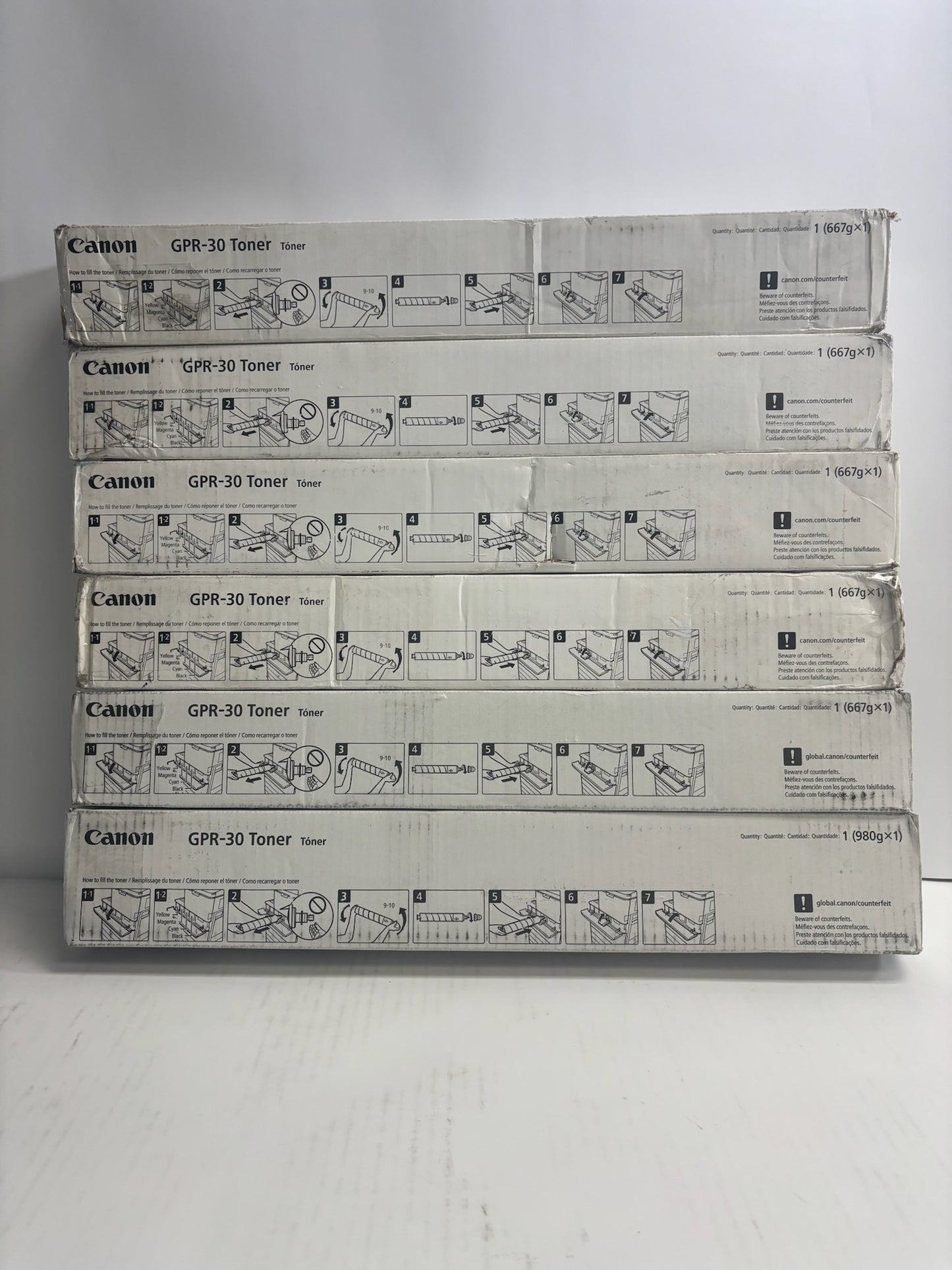 6 Open Genuine Canon iR ADVANCE C5045,C5051,C5250 CCMMYK Toners GPR-30, GPR30