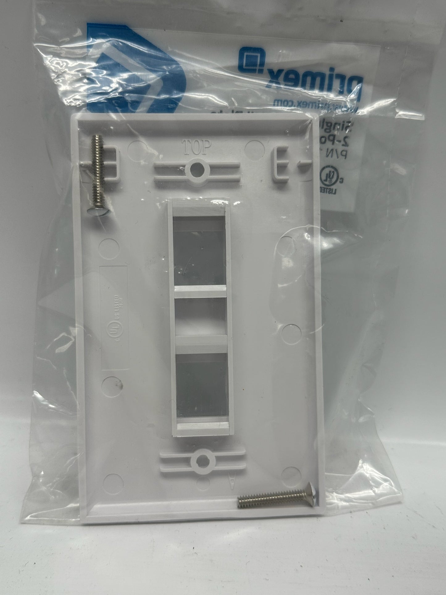 59 PK Primex 125‑0958‑WT Single Gang Wall Plate – White, 2 Ports