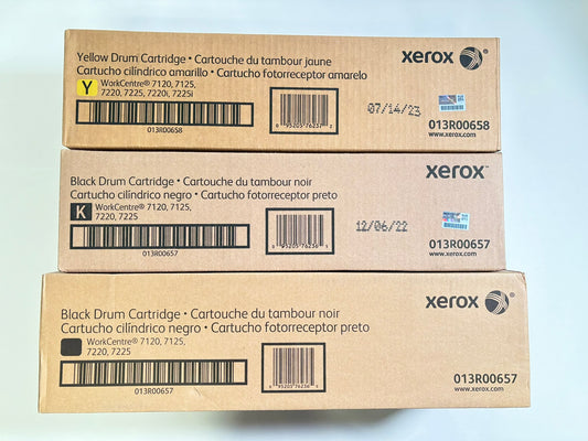 3 OEM Xerox WorkCentre 7120,7125,7220,7225 YKK Drum Unit 013R00657, 013R00658