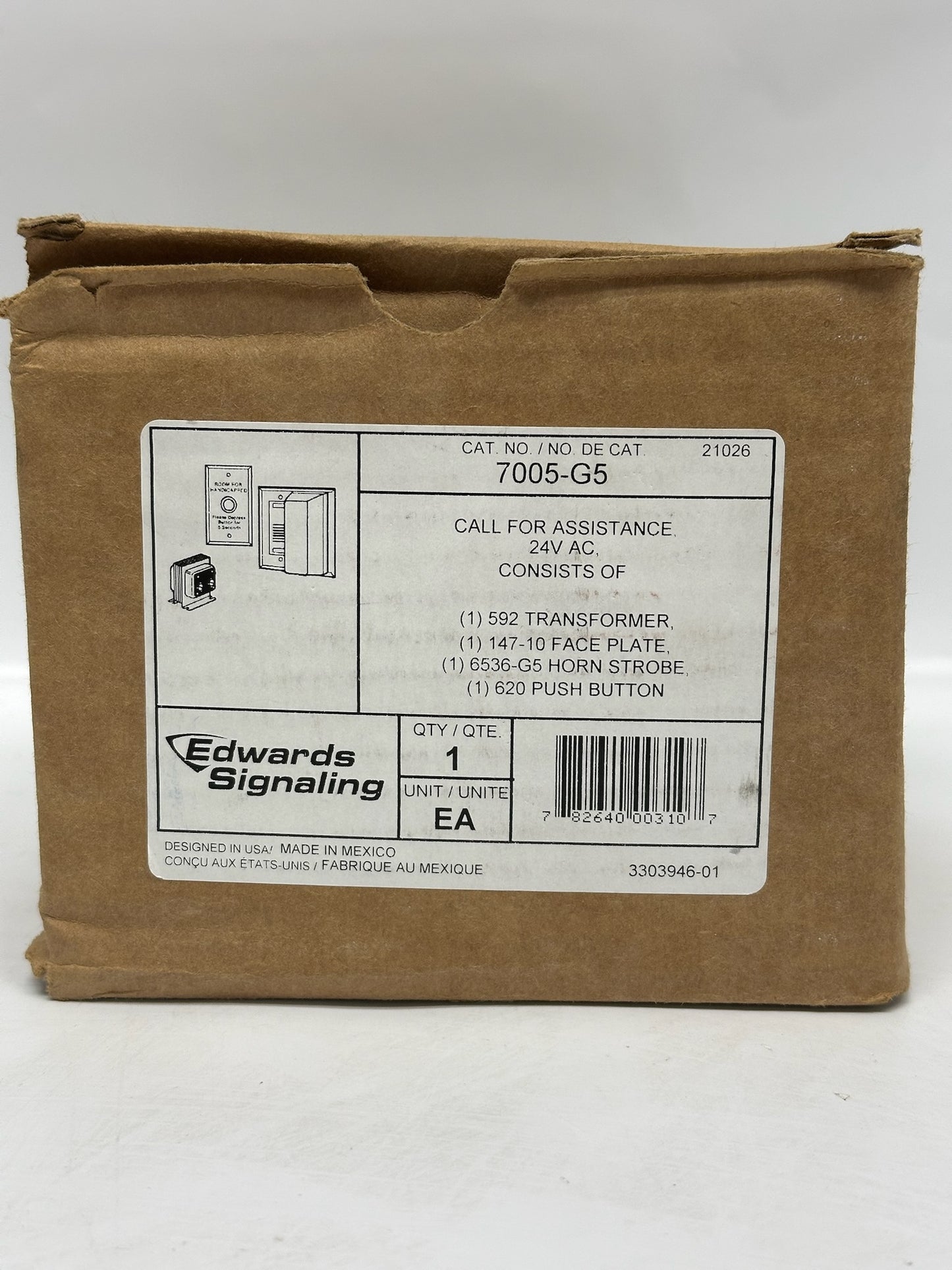 EST 7005‑G5 Hotel Room Annunciator Kit – Horn/Strobe, Push Button, Transformer