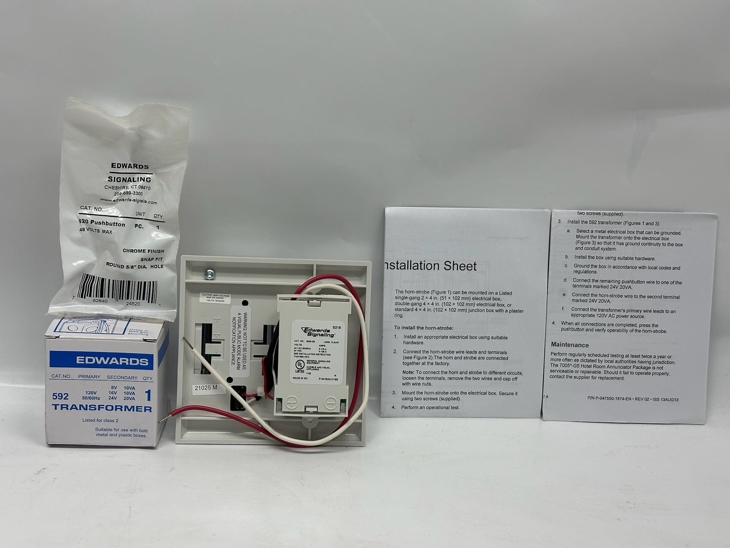 EST 7005‑G5 Hotel Room Annunciator Kit – Horn/Strobe, Push Button, Transformer