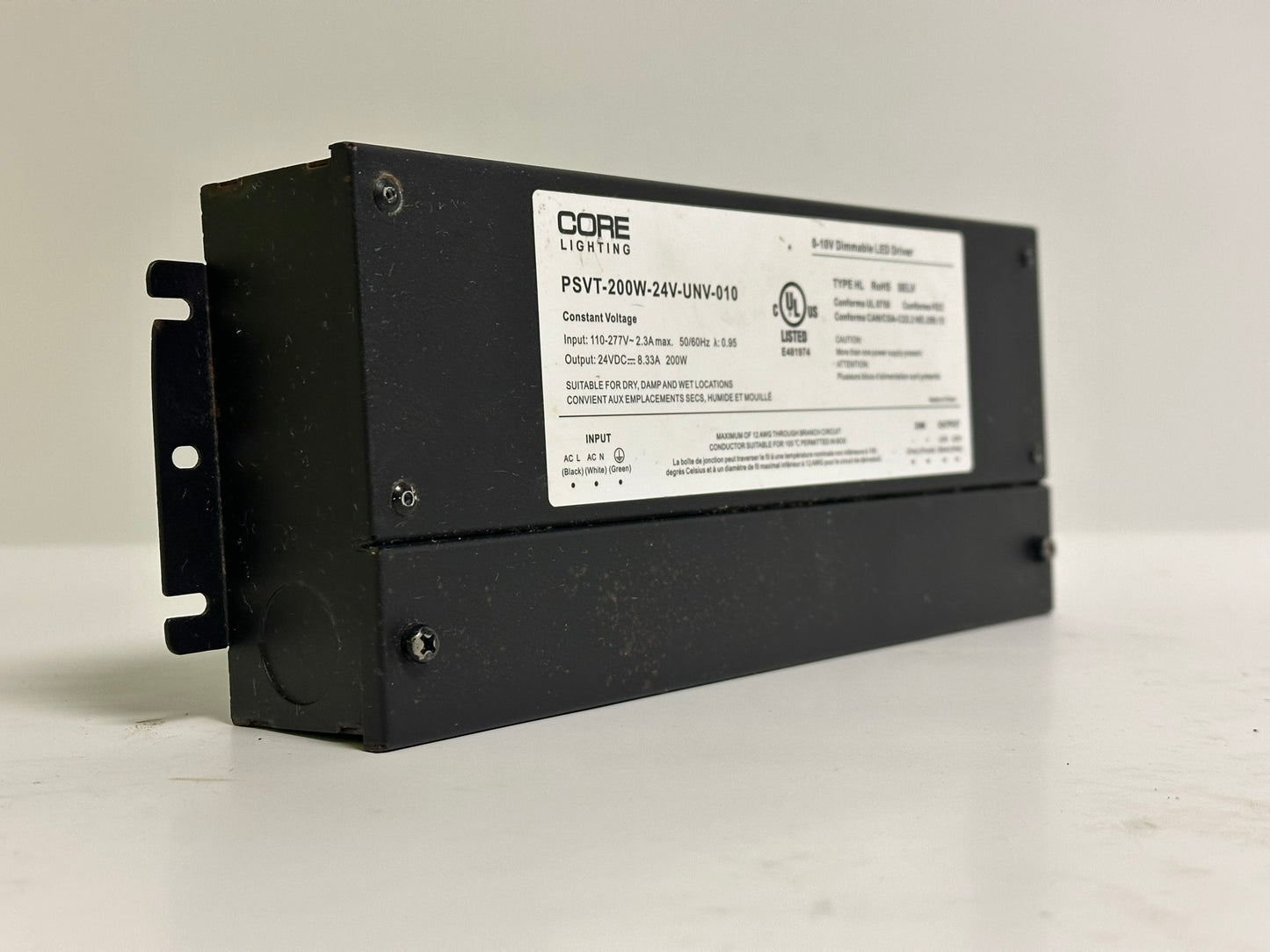 Core Lighting (PVST-200W-24V-UWV) No Box High Power/Efficiency Dimmable Led Driver