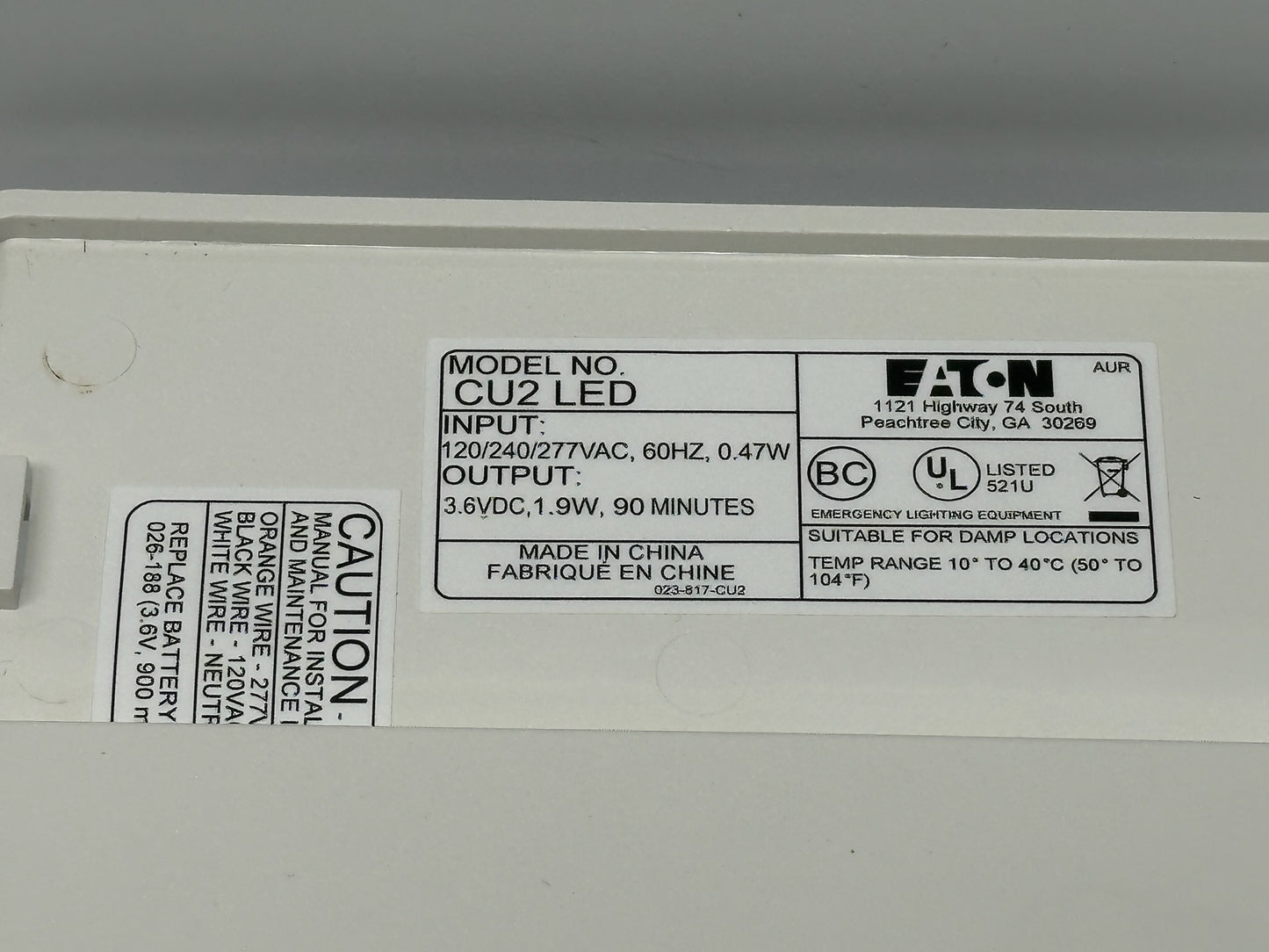 Eaton Sure-Light CU2 Tall Led Commercial Emergency Wall Light