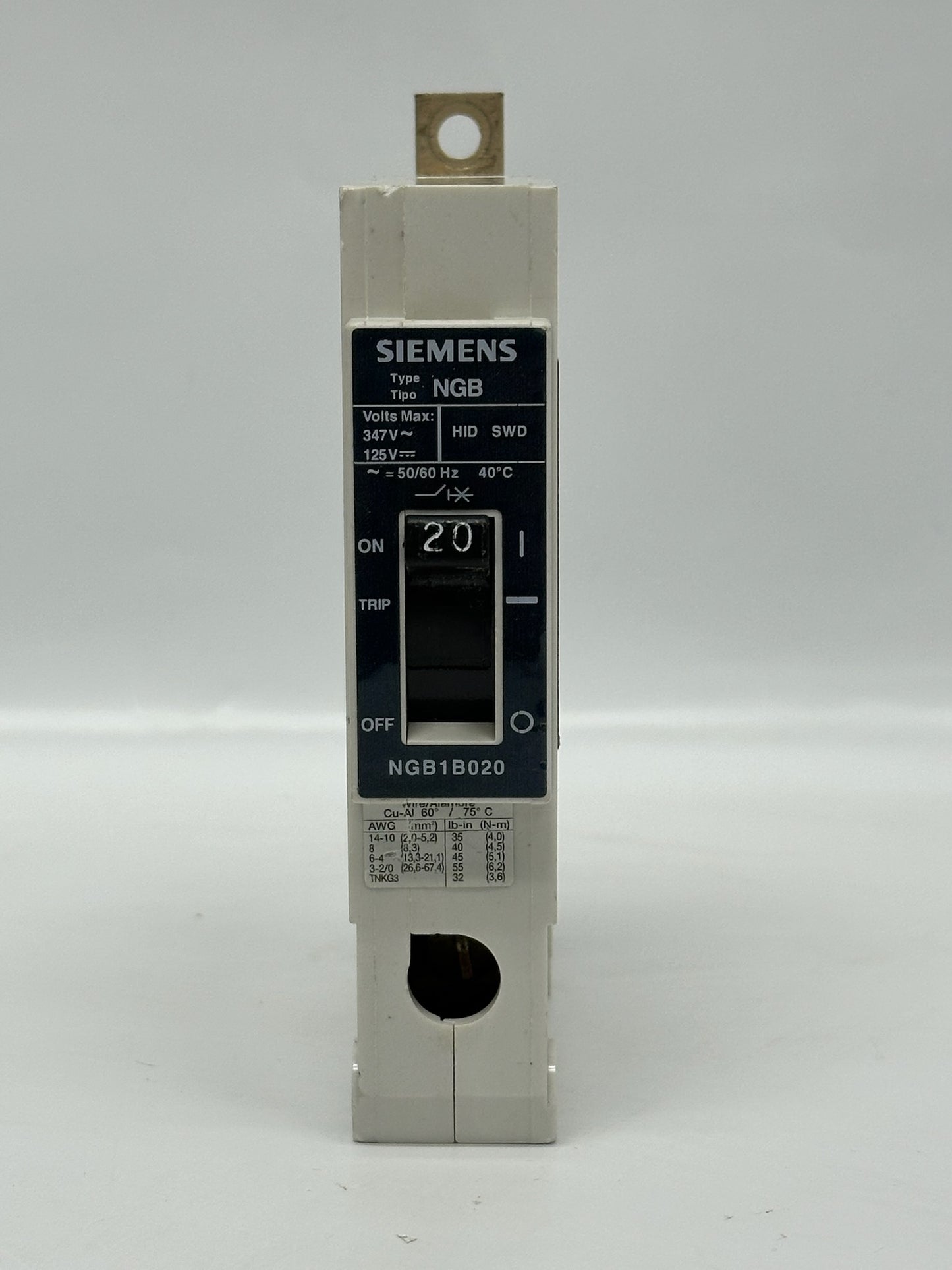 2 PK Siemens NGB1B20  Miniature Circuit Breaker 20A