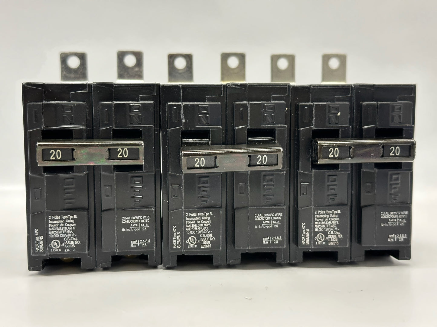 3 PK Siemens B220 Double Pole Circuit Breaker 20A